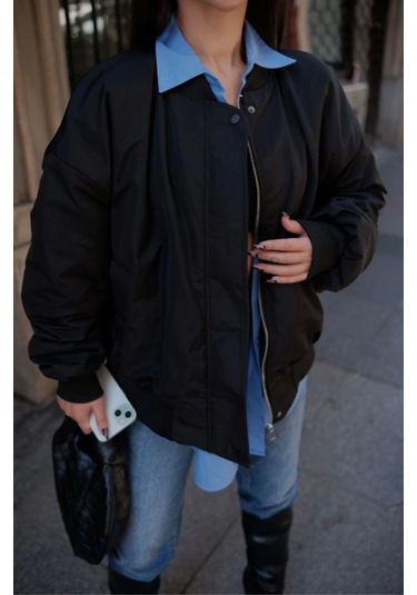 Supplierby Cepli Bomber Ceket Mont - Siyah Siyah