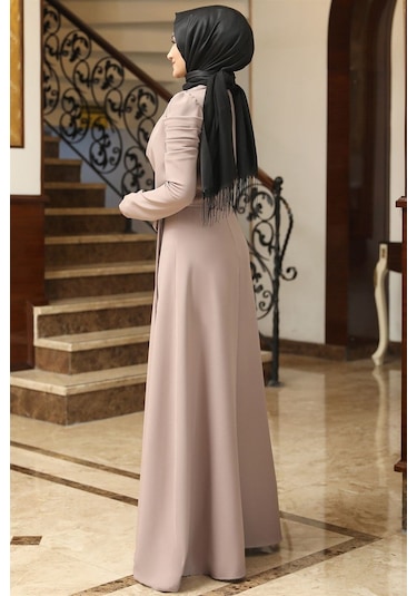 Kardelen Tesettür Elbise Vizon Vizon