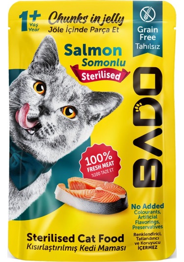 Bado Kısırlaştırılmış Yaş Kedi Maması Somonlu 85gr