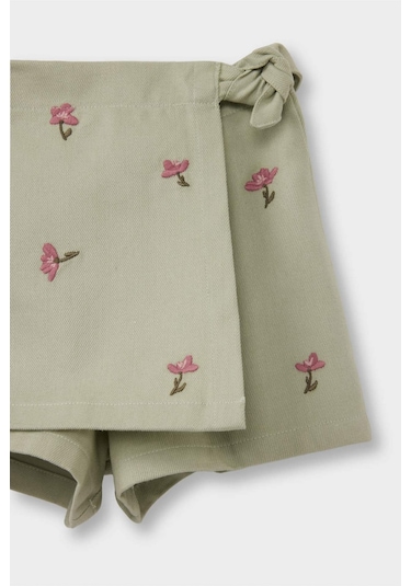 Defacto Kız Bebek Çiçekli Gabardin Şort Etek G3495a525augn1156 Yeşil