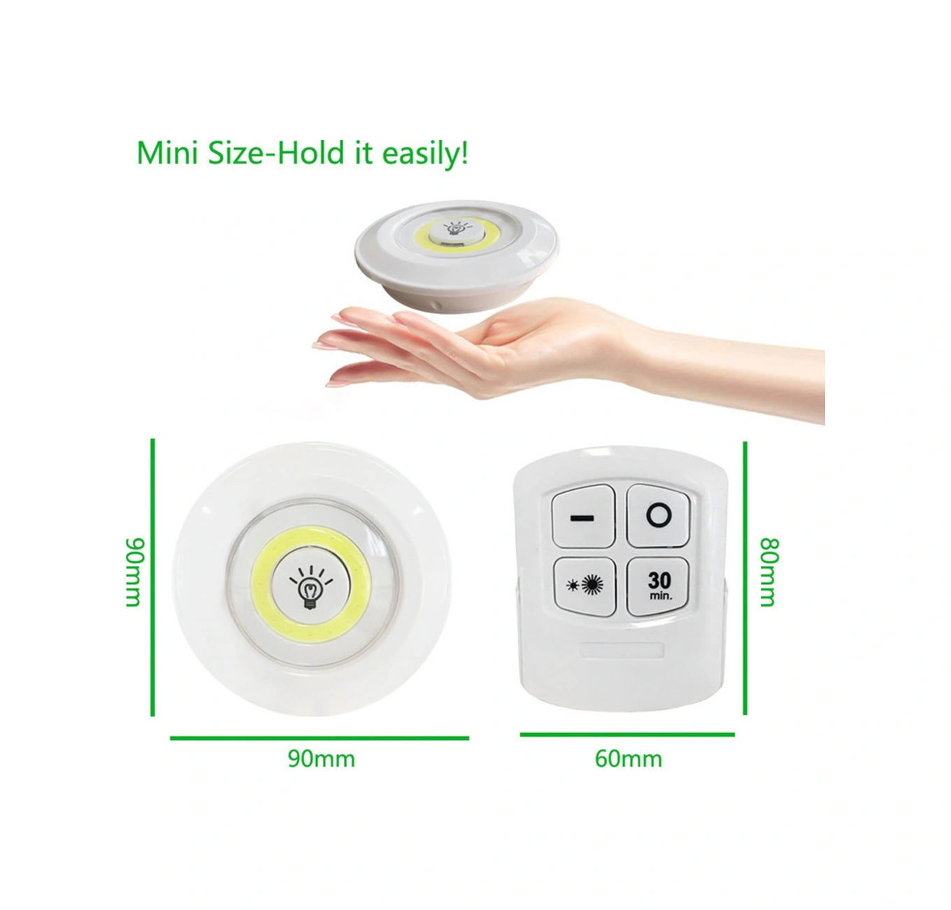 Qingmipy Kablosuz Kumanda Kontrollü Mini Gece Lambası - Mutfak, Oturma Odası, Kitaplık İçin Uygun - Pil Dahil Değil Beyaz