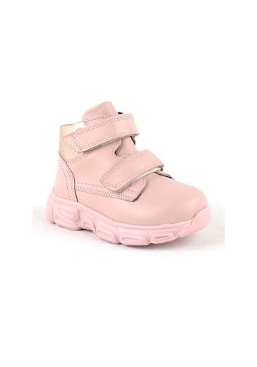 Rakerplus Hakiki Deri Pembe Cırtlı Kız Bebek Bot Pembe
