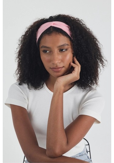 Beyaz Kısa Kol Bisiklet Yaka Vücuda Oturan Kaşkorse Crop + Bandana Set %100 Pamumklu, Esnek Rahat Beyaz-pembe