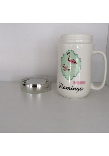 Flamingo Temalı Kapaklı Bardak Çok Renkli