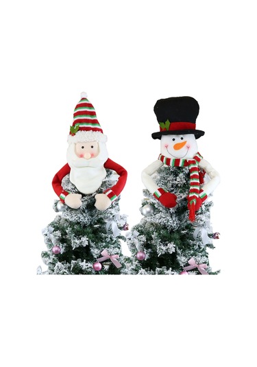 Springsun Kumaş Noel Ağacı Üstü Süsü - Santa Kralı Kar Adam Figürü, Yumuşak Dekoratif Aksesuar, Noel Ve Yeni Yıl 2025 İçin Tatil Atmosferi Oluşturucu 33/50cm