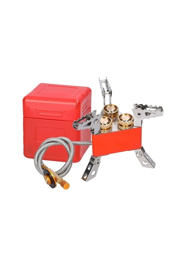 6800w Güçlü 3'lü Kamp Ocağı - Katlanabilir Portatif Doğa Ocak - Alev Ayarı Vana - Turuncu Turuncu Turuncu