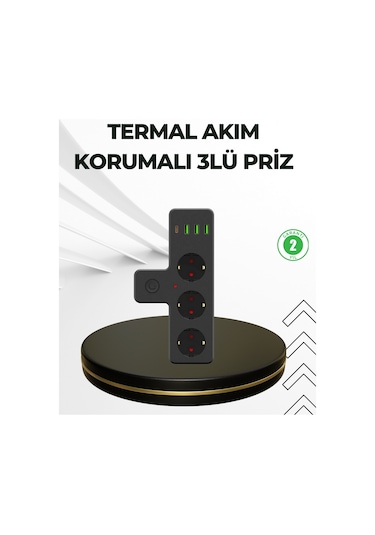 Cosmotex Masa Üstü Çoklu Priz Usb Ve Type-c Çıkışlı Güç Dağıtıcı