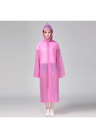 Unisex Pembe Eva Kumaş Su Rüzgar Geçirmez Yağmurluk Pembe