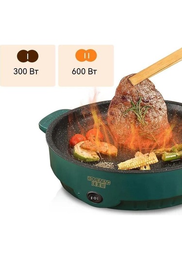 Youmex 22cm Yeşil Elektrikli Izgara - Hızlı Isınma, İki Temperatur Kontrolü, Anti Kayma Tabanlı, Temizliği Kolay Yeşil