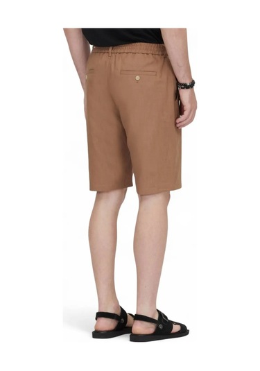 Kahverengi Dokuma Jogging Fit Casual Pamuk Karışımlı Bermuda Kahverengi