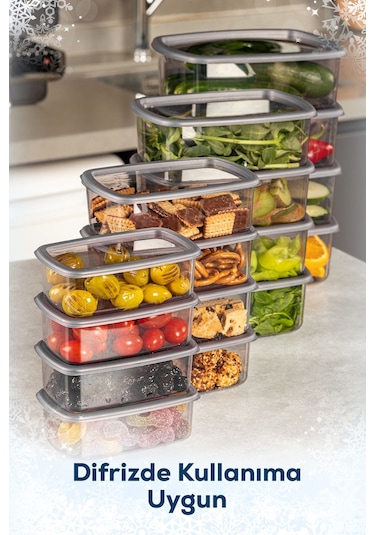 Vienve Hava Geçirmez Saklama Kabı Seti Antrasit 24'lü 6 x 250 - 500 - 750 - 1200 ML