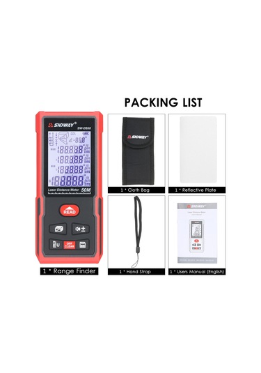 Reedark Sndway Sw-ds50 Taşınabilir Lazer Mesafe Ölçer, 50m Hassas Ölçüm, Kızılötesi Elektronik Cetvel, Pil Hariç
