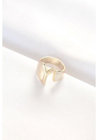 Y Harfli Altın Renk Ayarlanabilir Yüzük Çok Renkli