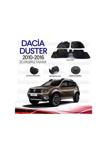 Dacia Duster 2010 - 2016 3D Havuzlu Oto Paspas Takımı