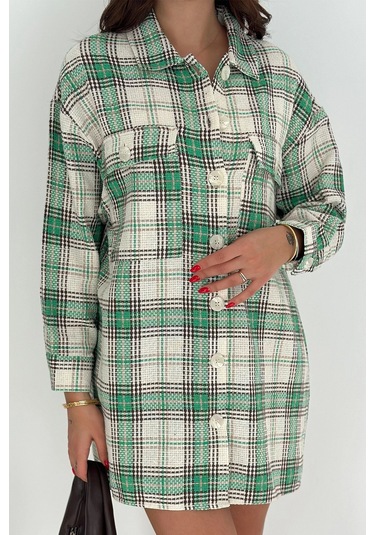 Uzun Oduncu Gömlek Yeşil Yeşil
