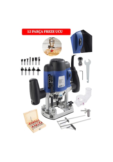 Deko Turkey Af4000 Çift Kollu Ahşap Kenar Frezesi + 12li Set