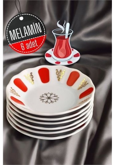 Modacar Melamin Çay Tabağı 6 Adet Renkli Çok Renkli