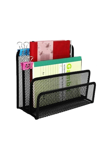 Ganzhoushop Masa Düzenleyici, File Ofis Malzemeleri Düzenleyici, 3 Bölmeli Metal File Masa Düzenleyiciler