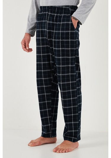 Buratti Pamuklu Regular Fit Bisiklet Yaka Ekoseli Erkek Pijama Takımı 6574001 Gri