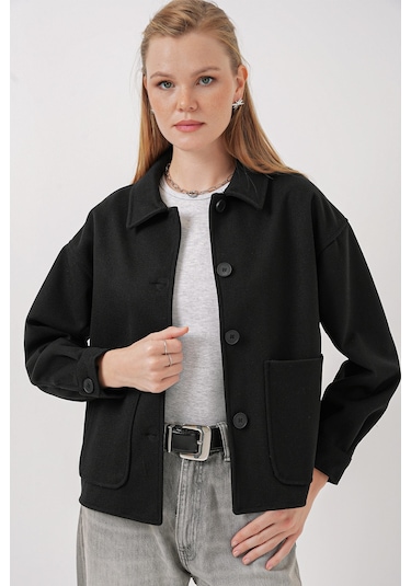 Bigdart 0713 Kadın Kaşe Ceket - Siyah