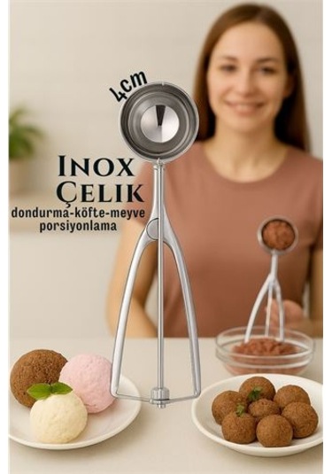 Modacar Inox 4 Cm Dondurma Kaşığı - Karpuz Kurabiye Köfte Helva Porsiyonlama Diğer