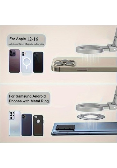 Motion003 30 Ev Gri Ağır Hizmet Manyetik Telefon Tutucu Katlanabilir Dönebilir Abs Plastik M Gri