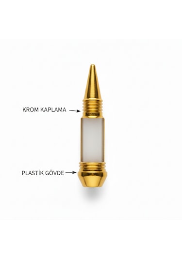 Kemboss Araba Altın Krom Kurşun Model Sibop Kapağı 4 Lü Universal Araba Aksesuarı 4 Adet