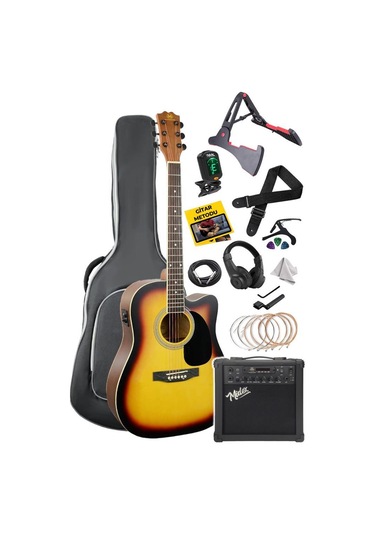 Maxword Mcg-750sb-amp Kaliteli Eq 25w Amfili Elektro Akustik Gitar Seti