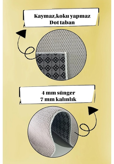 Vizon Kaymaz Tabanlı Kesme Yolluk Kabartmalı Koridor Mutfak Salon Halısı