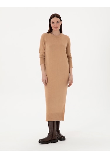 Pierre Cardin Kadın Bej Melanj Elbise Triko 50300115-vr156 Bej Melanj