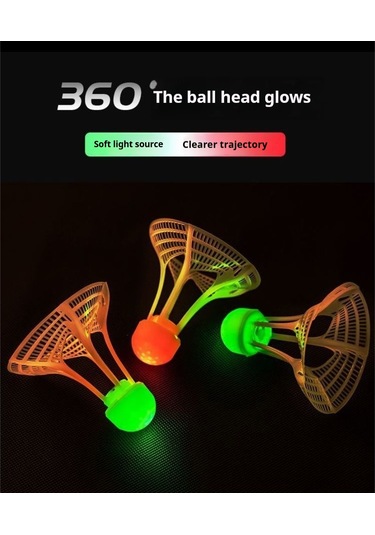 Geeksen Led Işıklı Nylon Badminton Topu, Rüzgar Direnci Ve Dayanıklılık, Kırmızı+yeşil 4 Adet, 48 Saat Pil Ömrü