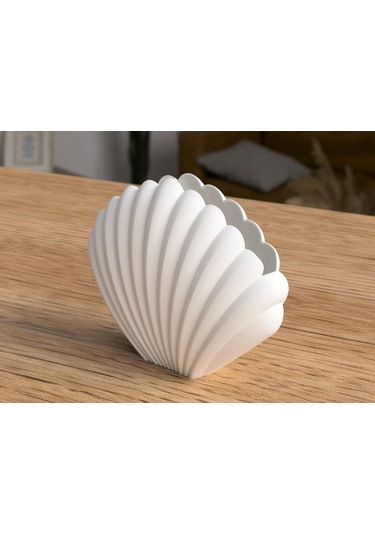 Shell 3d Modern Tarz Deniz Kabuğu Boyanabilir Plastik Vazo Beyaz