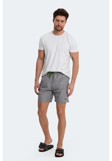 Slazenger Reno 2 Li Set Erkek Cepli Deniz Şortu Şort Gri - Kırmızı