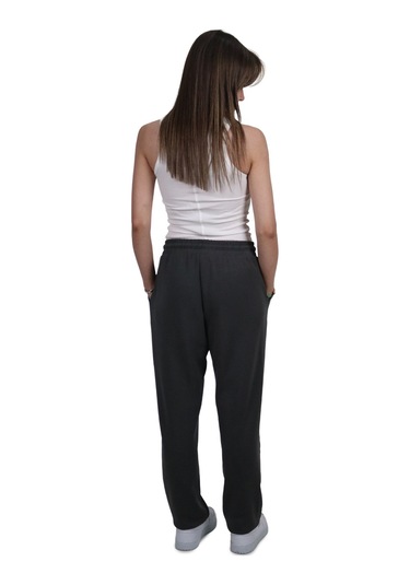 Kadın Modal Kumaş Lastikli Paça Gri Jogger Pantolon Gri