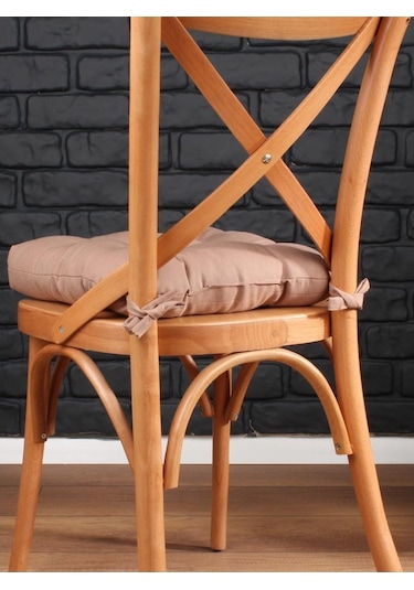 Altınpamuk Altınpamuk Lüx Pofidik Kahve Sandalye Minderi Özel Dikişli Bağcık