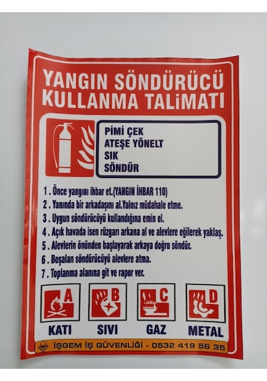Yangın Söndürme Talimatı Folyo 25x35