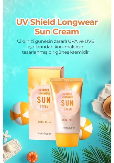 Verobene UV Shield Longwear Sun Güneş Kremi SPF50 40 ML