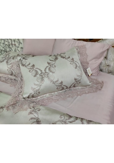 Finezza Selen Poly. Pamuk Jakarlı Pudra Yatak Örtüsü Seti Çift Kş Pudra