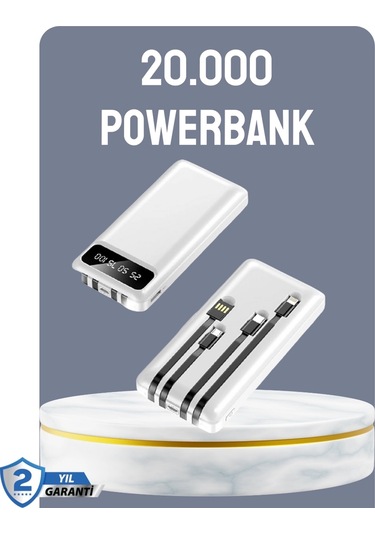 Hızlı Şarj Destekli 20.000mah Powerbank Usb Type-c Lightning Lcd Çok Renkli