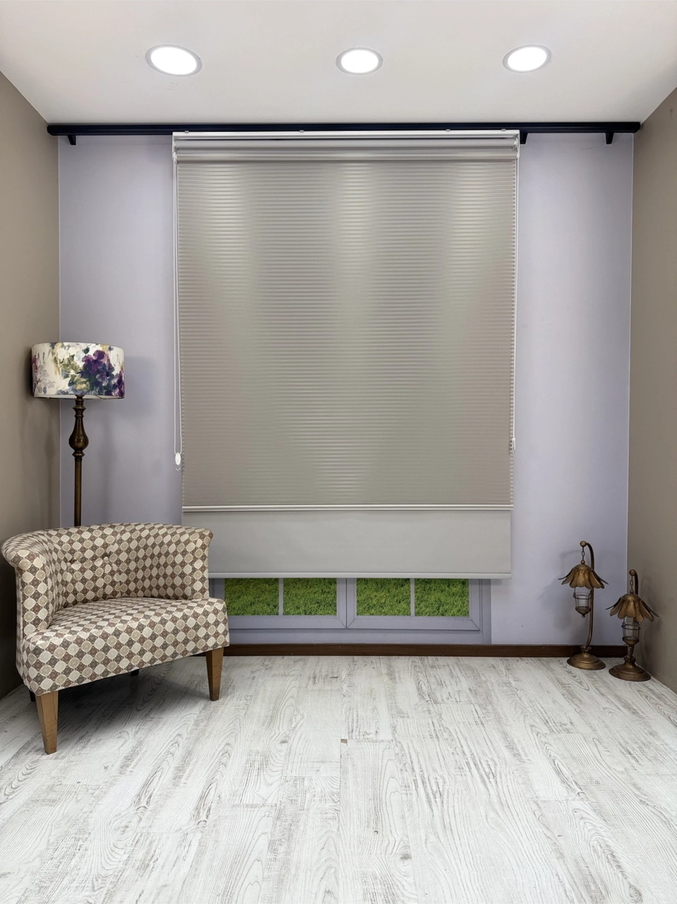 Luna Serisi Açık Gri Tül Açık Gri Stor Perde Işık Kontrollü, Çift Mekanizmalı, Kolay Montaj Açık Gri