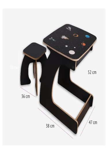 Decolove Space Aktivite Masası Ve Tabure Siyah