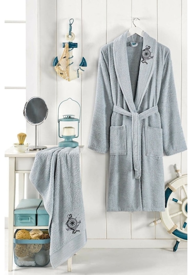 Elmira Erkek/Kadın Havlulu Banyo Bornozu Pamuklu Bay Bayan Bornoz (482439539)