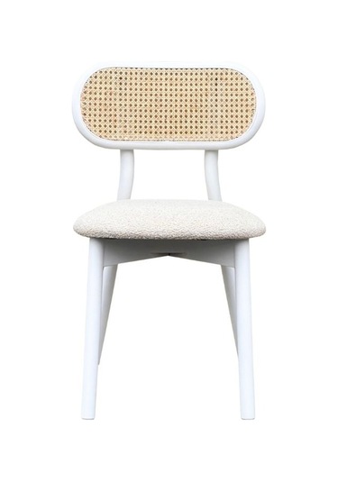 Orpheus Bambu Hasırlı Ahşap Sandalye Beyaz