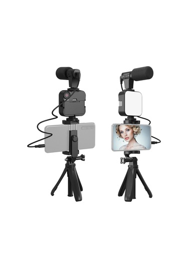 Akıllı Telefon Vlogging Kiti Tripod Telefon Tutucu Siyah Diğer