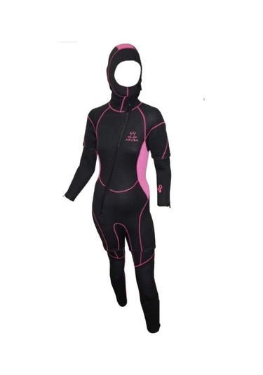Aruba 5mm Çift Parça Şapkalı Bayan Dalış Elbisesi Pembe Size:xs Pembe