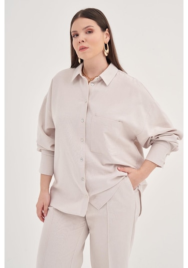 Cepli Keten Gömlek-1814 Taş