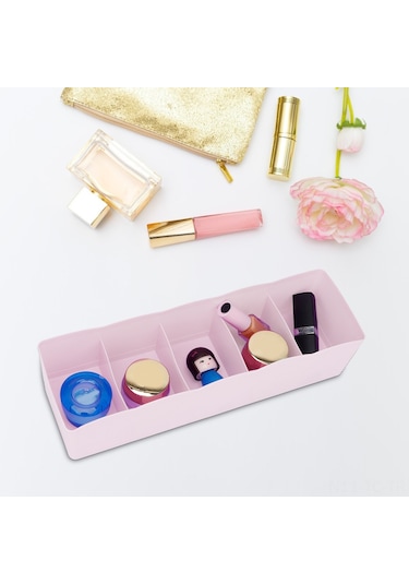 Skycity Plastik Çekmecelik Bölmeli Organizer - Çorap, Büste, Kravat, Kozmetik Saklama Kutusu - Pembe - Dayanıklı Ve Organizasyon Helper Pembe