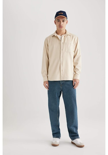 DeFacto Regular Fit Tensel Basic Düz Uzun Kollu Gömlek B3670AX24SPER235