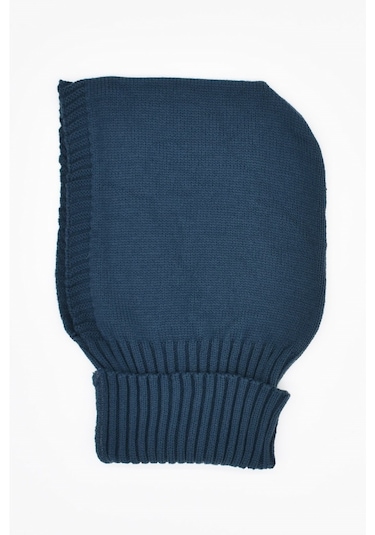 Külah Balaclava Kadın Triko Kar Maskesi Bere Boyunluk Gece Mavisi Koyu Mavi Standart