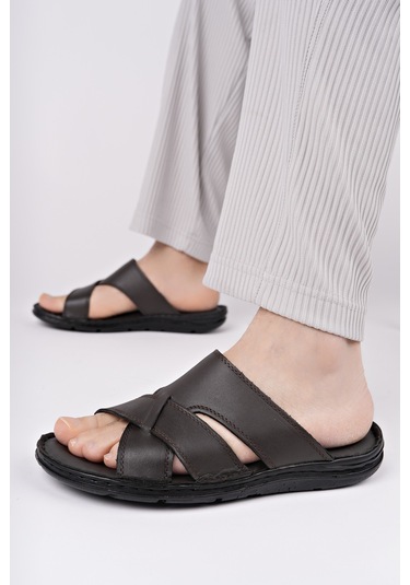 Muggo Eco Garantili Erkek Günlük Hakiki Deri Rahat Yumuşak Taban Ortopedik Terlik Kahverengi Muggo Eco Garantili Erkek Günlük Hakiki Deri Rahat Yumuşak Taban Ortopedik Terlik Kahverengi